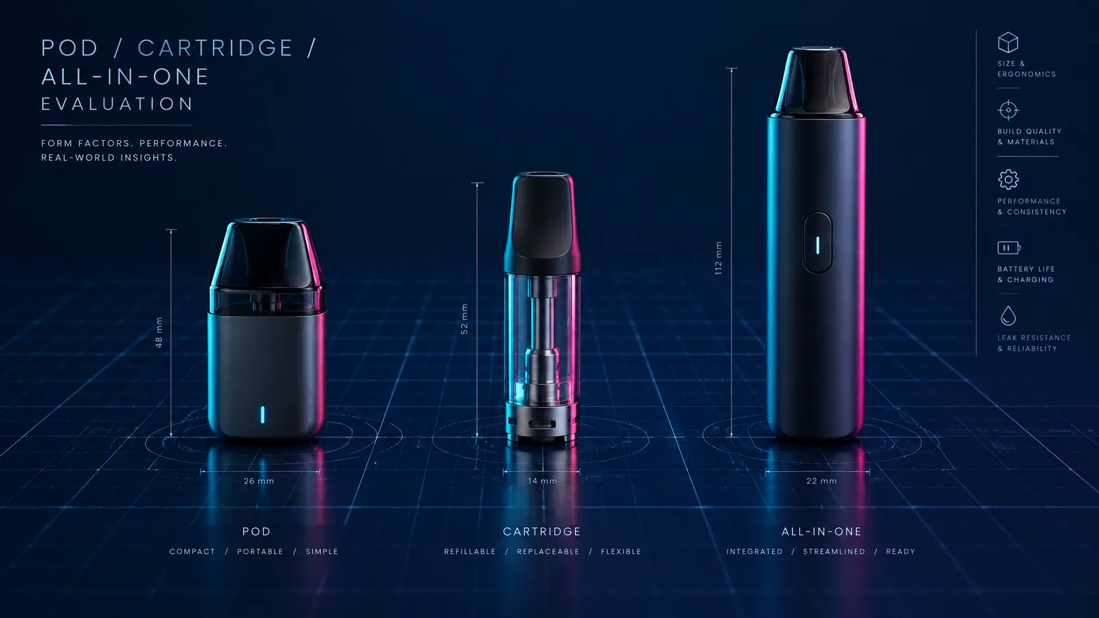 Illustrative B2B vapor hardware planning visual for Pod System, Cartridge, or All-in-One: Choosing a B2B Evaluation Path.